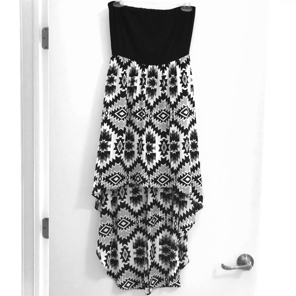 Black and white High-Low Dress